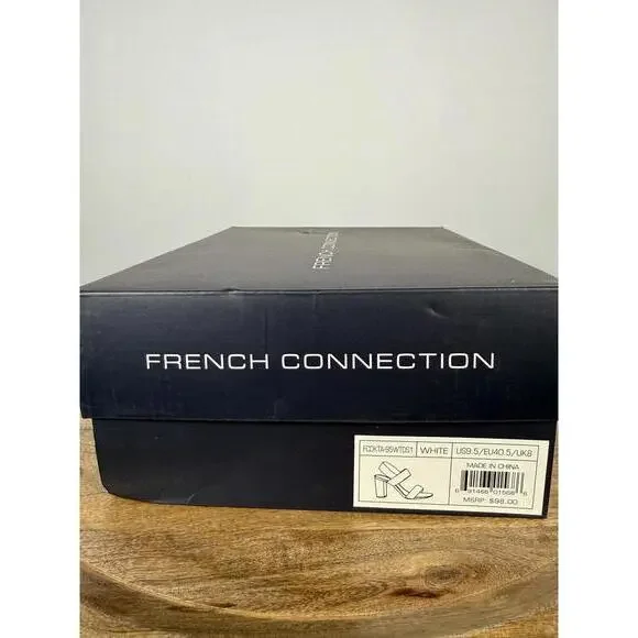 French Connection Women's Dakota Block Heel Sandals White/Black Size 9.5 NWB - Picture 13 of 14
